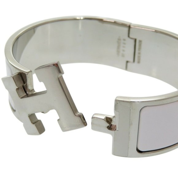 Hermes H motif click clack GM bracelet metal white/silver white 1154HERMES - Picture 5 of 5
